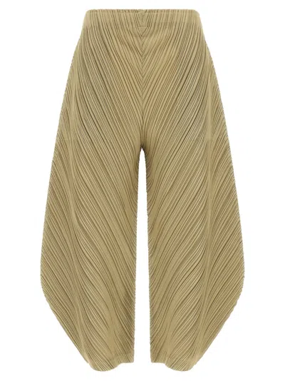 Issey Miyake Pleats Please  Pleated Balloon Trousers In Beige
