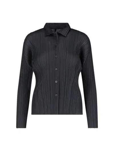 Issey Miyake Pleats Please  Pleated Button In Black