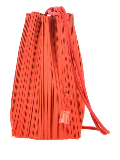 Issey Miyake Pleats Please  Pleated Drawstring Tote Bag In Red