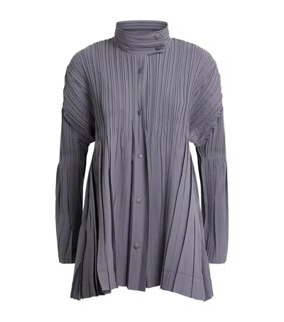 Issey Miyake Pleats Please  Pleated Float Coat In Blue