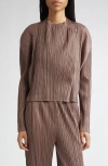 Issey Miyake Pleats Please  Pleated Jacket In Brown