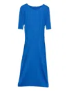 Issey Miyake Monthly Colour : August Pleated Midi Dress In Blue
