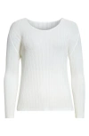 Issey Miyake Pleats Please  Pleated Long Sleeve Top In White