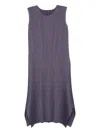 Issey Miyake Pleated Sleeveless Midi Dress In Gray