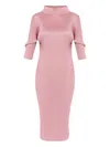 Issey Miyake Pleated Funnel-neck Midi Dress In Pink
