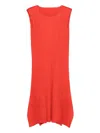Issey Miyake Womens Bright Red Sleeveless Pleated Knitted Midi Dress In Red