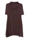 Issey Miyake Pleated High-neck Mini Dress In Brown