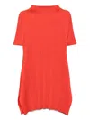 Issey Miyake Pleated High-neck Mini Dress In Red