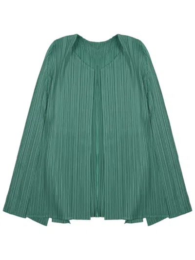 Issey Miyake Pleats Please  Pleated Mini Sweater For Women - Ss26 Collection In Green