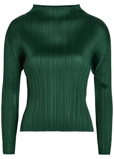 Issey Miyake Pleated Top In Green