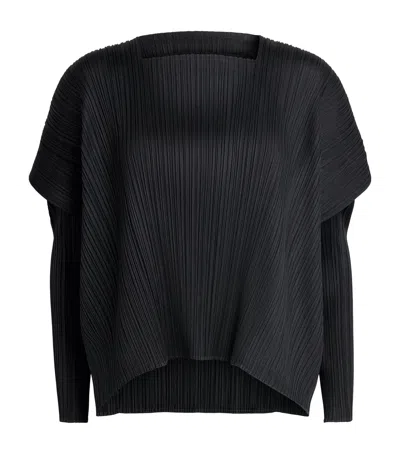 Issey Miyake Pleats Please  Pleated Module Top In Black