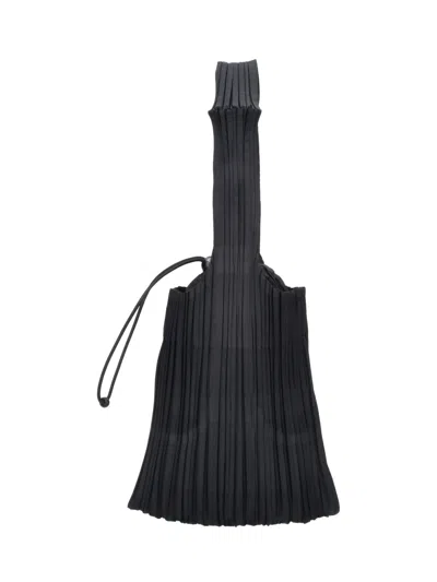 Issey Miyake Pleats Please  Pleated Shoulder Bag With Long Handle In Black