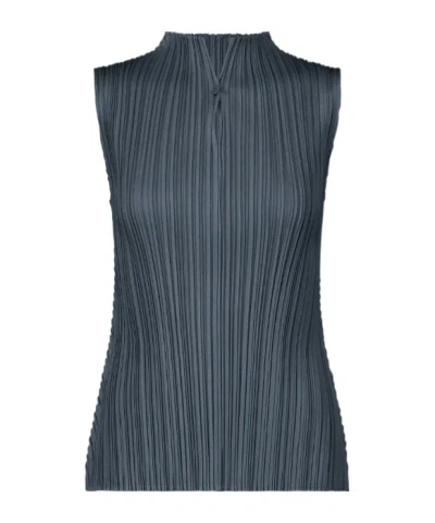 Issey Miyake Pleats Please  Pleated Sleeveless Top In Blue