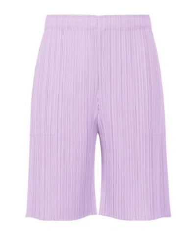 Issey Miyake Pleats Please  Pleated Straight Leg Pants In Purple