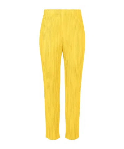 Issey Miyake Pleats Please  Pleated Straight Pants In Yellow
