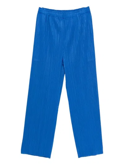 Issey Miyake Pleats Please  Pleated Straight Trousers In Blue