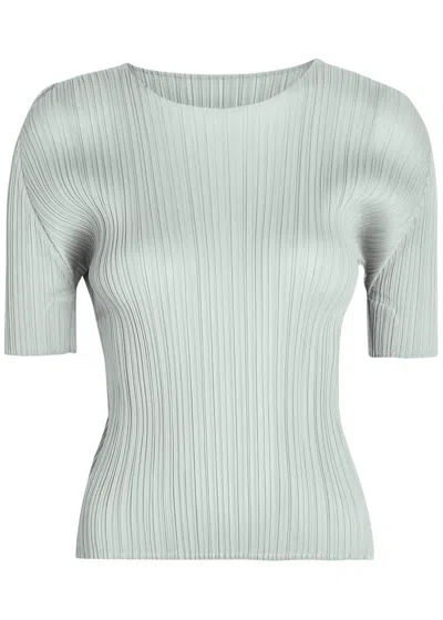 Issey Miyake Pleats Please  Pleated Top In Blue
