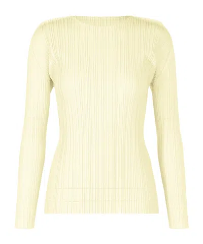 Issey Miyake Pleats Please  Pleated Top In Yellow