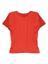 Issey Miyake Pleats Please  Pleated Top In Orange