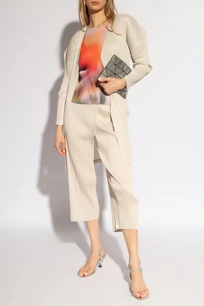 Issey Miyake Pleats Please  Pleated Trousers In Cream