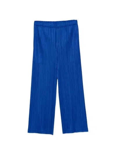Issey Miyake Pleats Please  Pleated Wide-leg Trousers In Blue