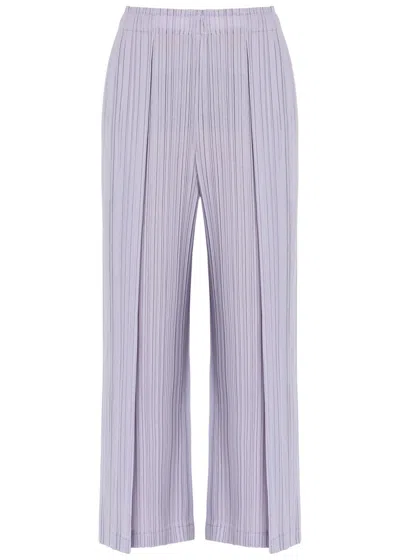 Issey Miyake Pleats Please  Pleated Wide-leg Woven Trousers In Blue
