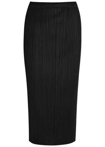 Issey Miyake Pleats Please  Pleated Woven Midi Skirt In Black