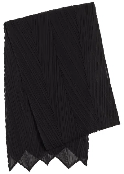 Issey Miyake Pleats Please  Pleated Woven Scarf In Black