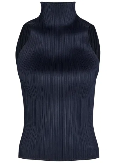 Issey Miyake Pleats Please  Pleated Woven Top In Black