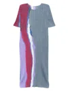 Issey Miyake Blue Grainy Colors Midi Dress In Multi