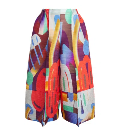 Issey Miyake Pleats Please  Printed Playground Trousers In Multi