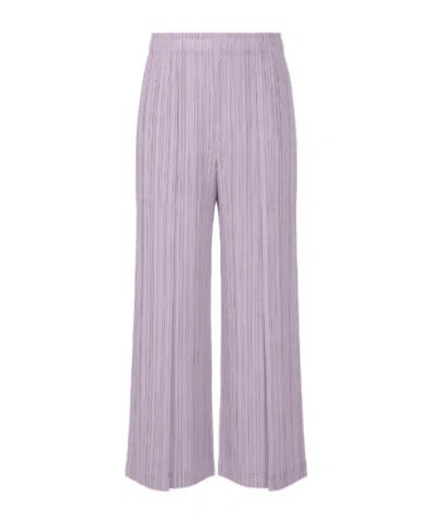 Issey Miyake Pleats Please  Ramie Pleated Trousers In Purple