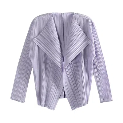 Pre-owned Issey Miyake Pleats Please  Ramie Pleats Cardigan 'light Purple' | Women's Size 3