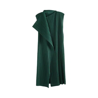 Pre-owned Issey Miyake Pleats Please  Ramie Pleats Dress 'dark Green' | Women's Size 3