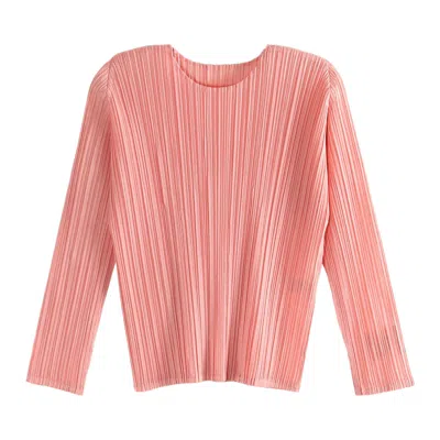 Pre-owned Issey Miyake Pleats Please  Ramie Pleats Shirt 'coral Pink' | Women's Size 3