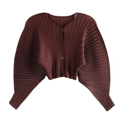 Pre-owned Issey Miyake Pleats Please  Rib Pleats January Cardigan 'bordeaux' | Brown | Women's Size Onesize