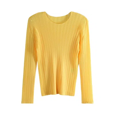 Pre-owned Issey Miyake Pleats Please  Rib Pleats January Shirt 'yellow' | Women's Size 3