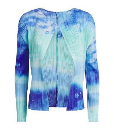 Issey Miyake Pleats Please  Sea Bubble Cardigan In Blue