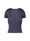 Issey Miyake Pleated T-shirt In Blue