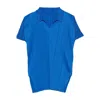 Issey Miyake Pleated Buttoned Top In Blue