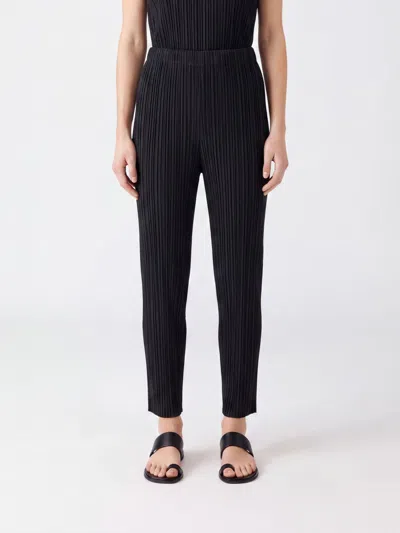 Issey Miyake Pleats Please  Slim Fit Cropped Pleated Trousers In Black