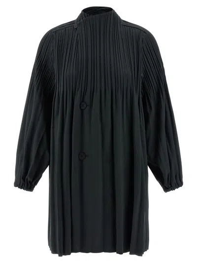 Issey Miyake Pleats Please  'smooth Coat' Coat In Green
