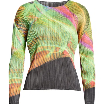 Issey Miyake Womens November Abstract-pattern Knitted Top Bright Green