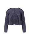 Issey Miyake Pleated Cardigan In Blue