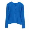 Issey Miyake Pleated Button-front Jacket In Blue