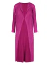 Issey Miyake Long Plissé Cardigan In Purple