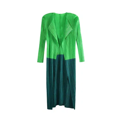 Pre-owned Issey Miyake Pleats Please  Swing Cardigan 'green' | Women's Size 3