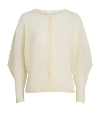 Issey Miyake Pleats Please  Tatami August Cardigan In Neutral