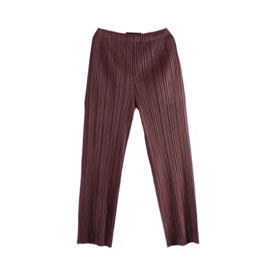 Pre-owned Issey Miyake Pleats Please  Thicker Bottoms 1 Leg Straight Pants 'bordeaux' | Brown | Women's Size 3
