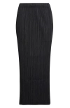 Issey Miyake Black Basics Plissé Midi Skirt In Black